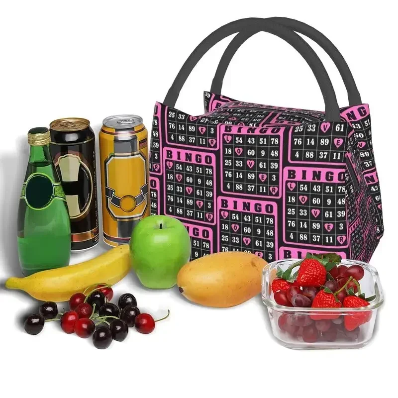 Bingo Lover Bingo Time Love Bingo Classic Pink Insulated Lunch Bag for Women Leakproof Cooler Thermal Bento Box Camping Travel