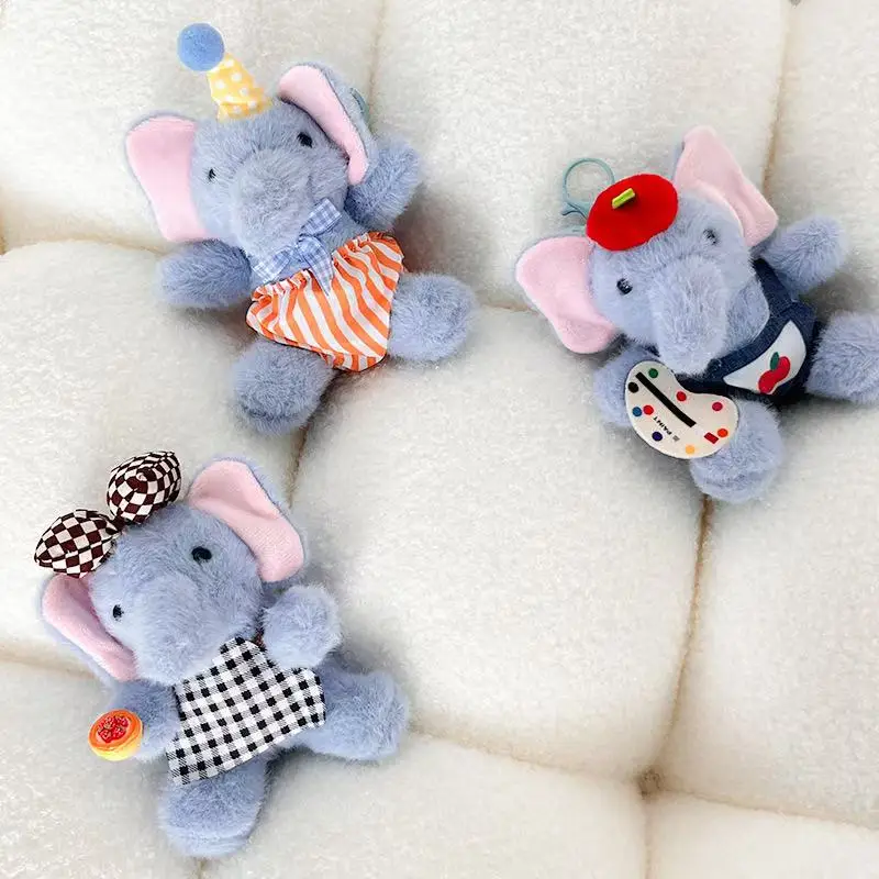 13cmのペインターネックレス風ゾウのバックパックペンダントキーホルダーぬいぐるみおもちゃ人形漫画アニメかわいいギフト友達向け楽しい人形