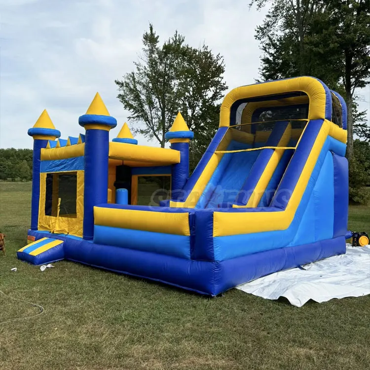 Inflatable Jumping Castle with Slide,Durable Bounce Trampoline Combo,Inflatable Play House for Kids,Complete with Air Blower