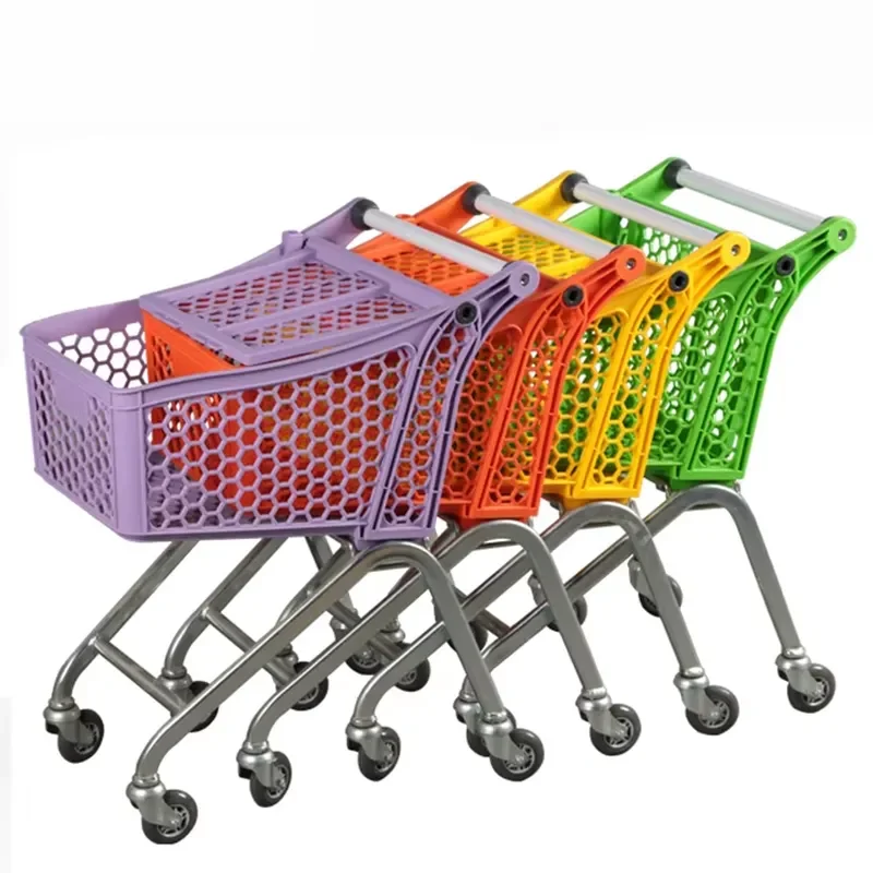 Heavy Duty Metal Shopping Trolley 60L to 180L Foldable Supermarket Cart with Seat Steel Wire Basket for Grocery Store