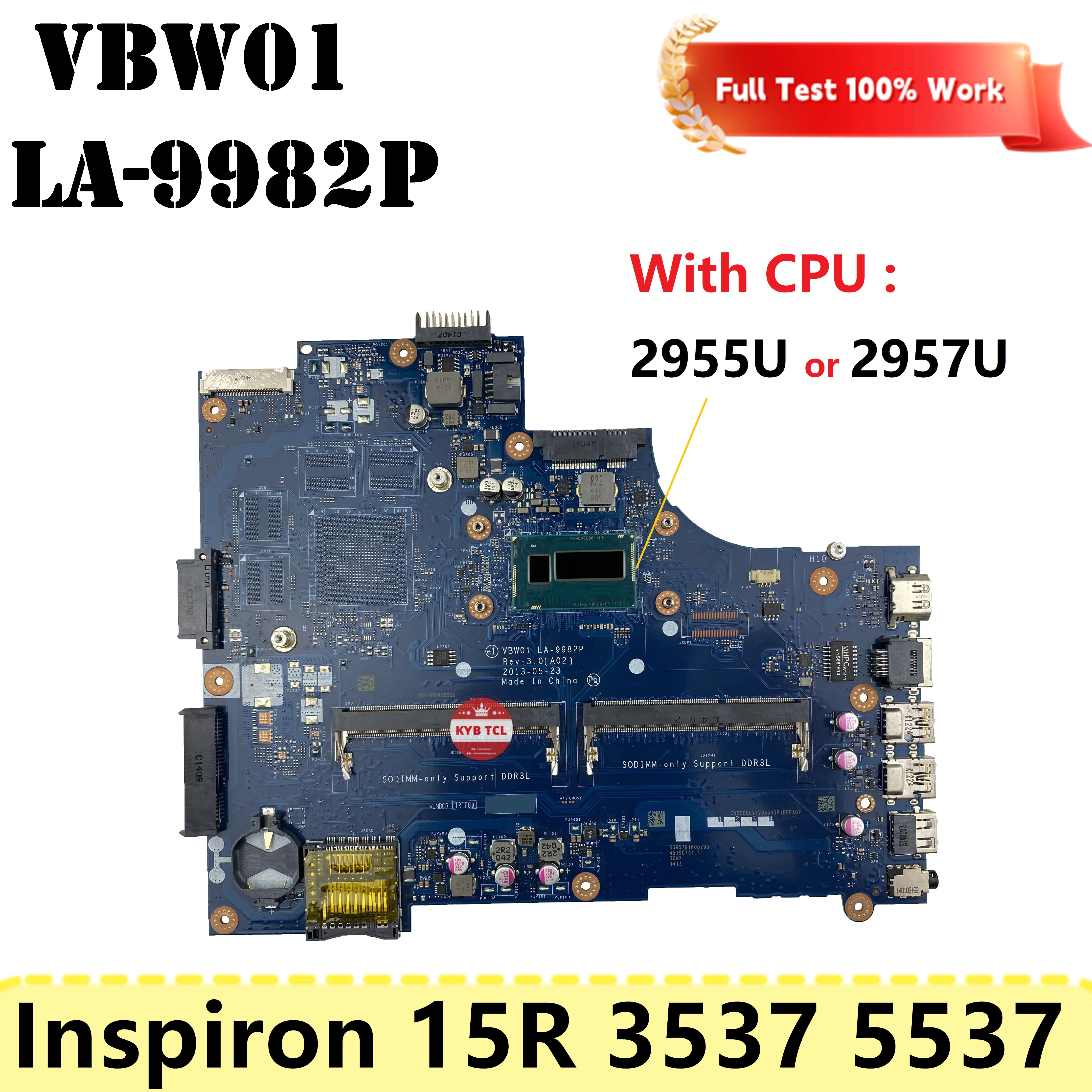 Imagem -04 - Placa-mãe do Portátil Vw01 La-9982p para Dell Inspiron 15r 3537 5537 Cn0p28j8 P28j8 0d28mx 0cx6h1 0cd6v3 0mxm3y