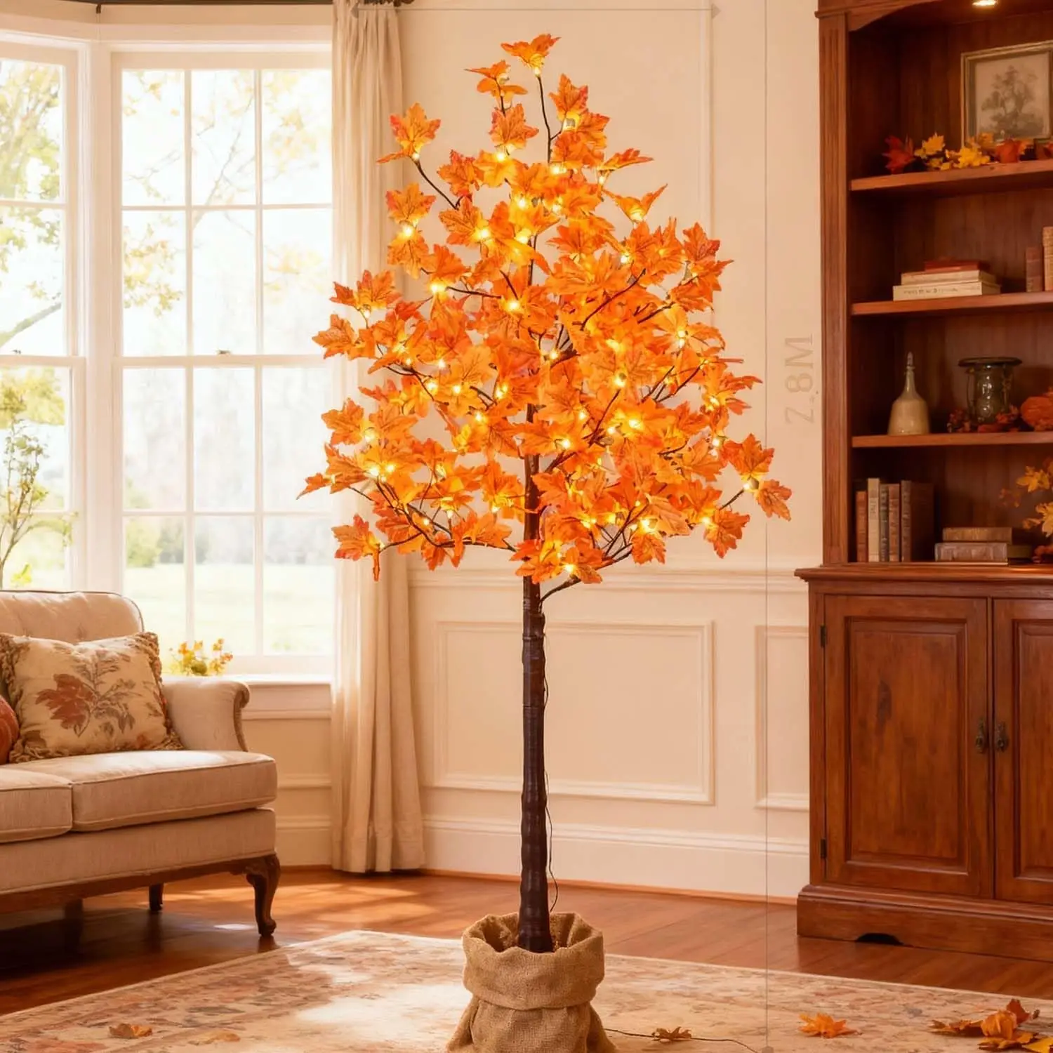 

6FT Artificial Lighted Maple Tree, 120LED Warm White, Indoor Outdoor Fall Decor