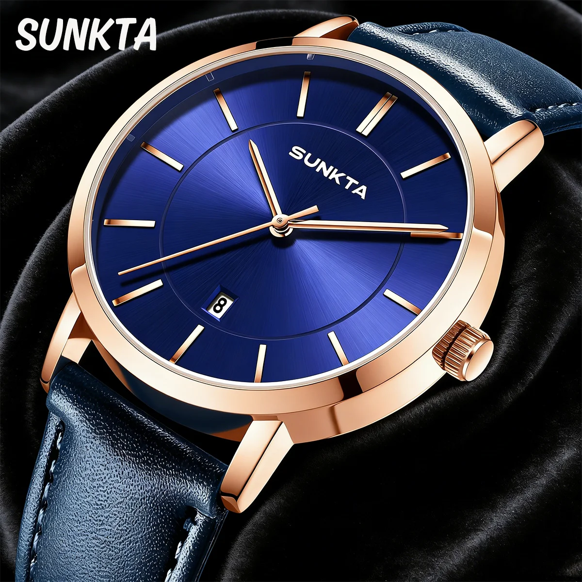 

Sunkta Men's Luxury Watch Retro Business Fashion Casual Ultra Thin Wristwatch Waterproof Leather Date Simple Quartz Mens Watch