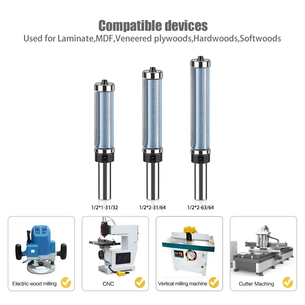 Imagem -02 - Flush Trimming Tool For Woodworking Milling Cutter Double Bearing Trimmer Engraving Tools Faça Você Mesmo Shank Router Bit 12 mm 1pc