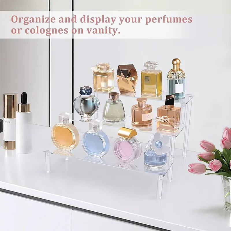 1-5 Tier Clear Acrylic Display Stand Vertical Storage Display Rack Perfume Cosmetics Doll Model Figures Ornament Organizer