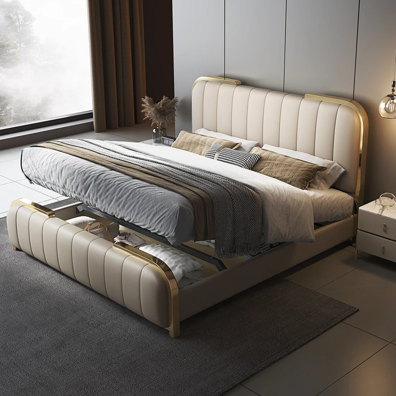 Frame king Size Bed Double Designer Bed High Quality Modern Bedroom Furniture Set Light Luxury Soft Bed for Home Hotel Furniture - view 5