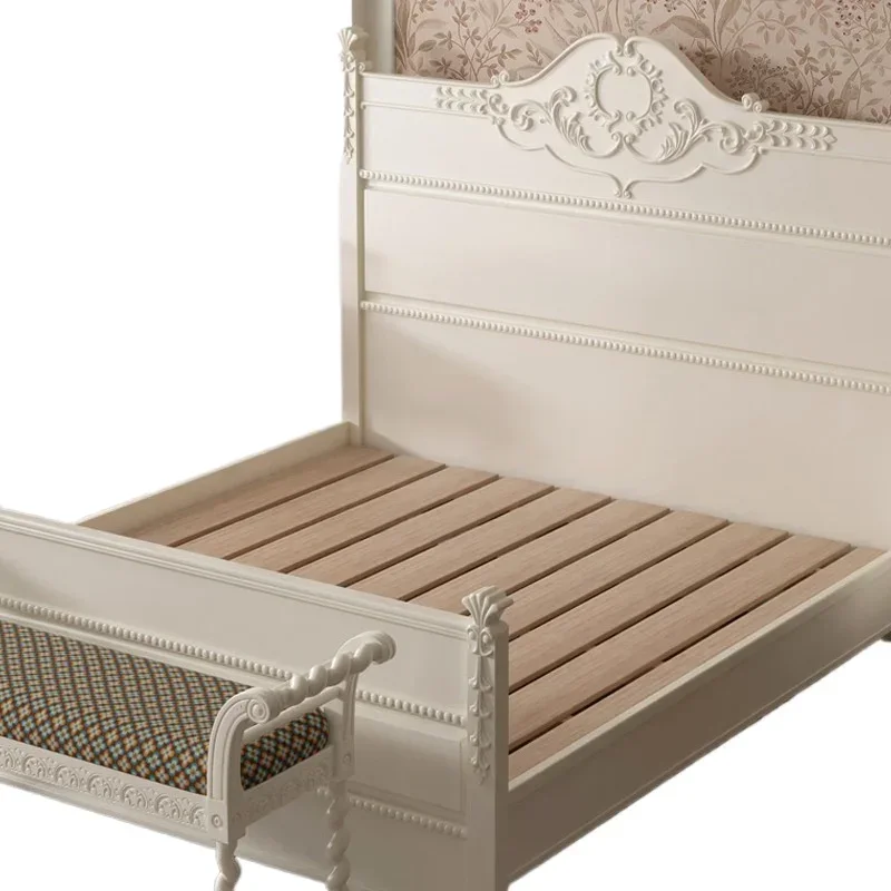 

American rural retro carved solid wood children's single bed multi-functional cute princess custom storage sofa bed