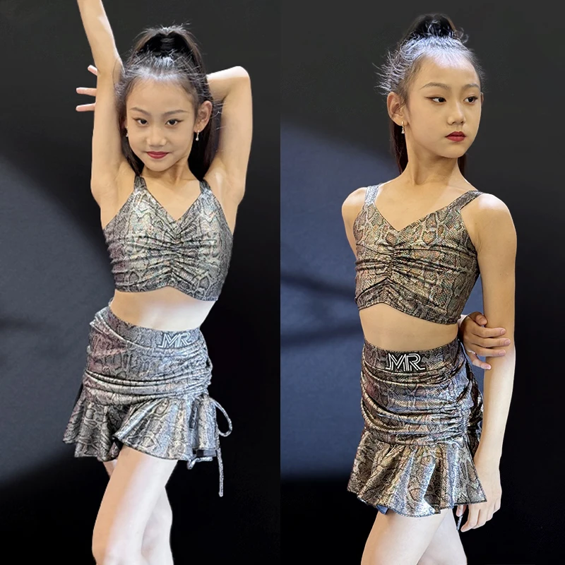 Vêtements de danse Rumba Chacha pour enfants, Costume de spectacle de danse latine pour filles, vêtements de danse latine d'été, costumes de scène SL13432