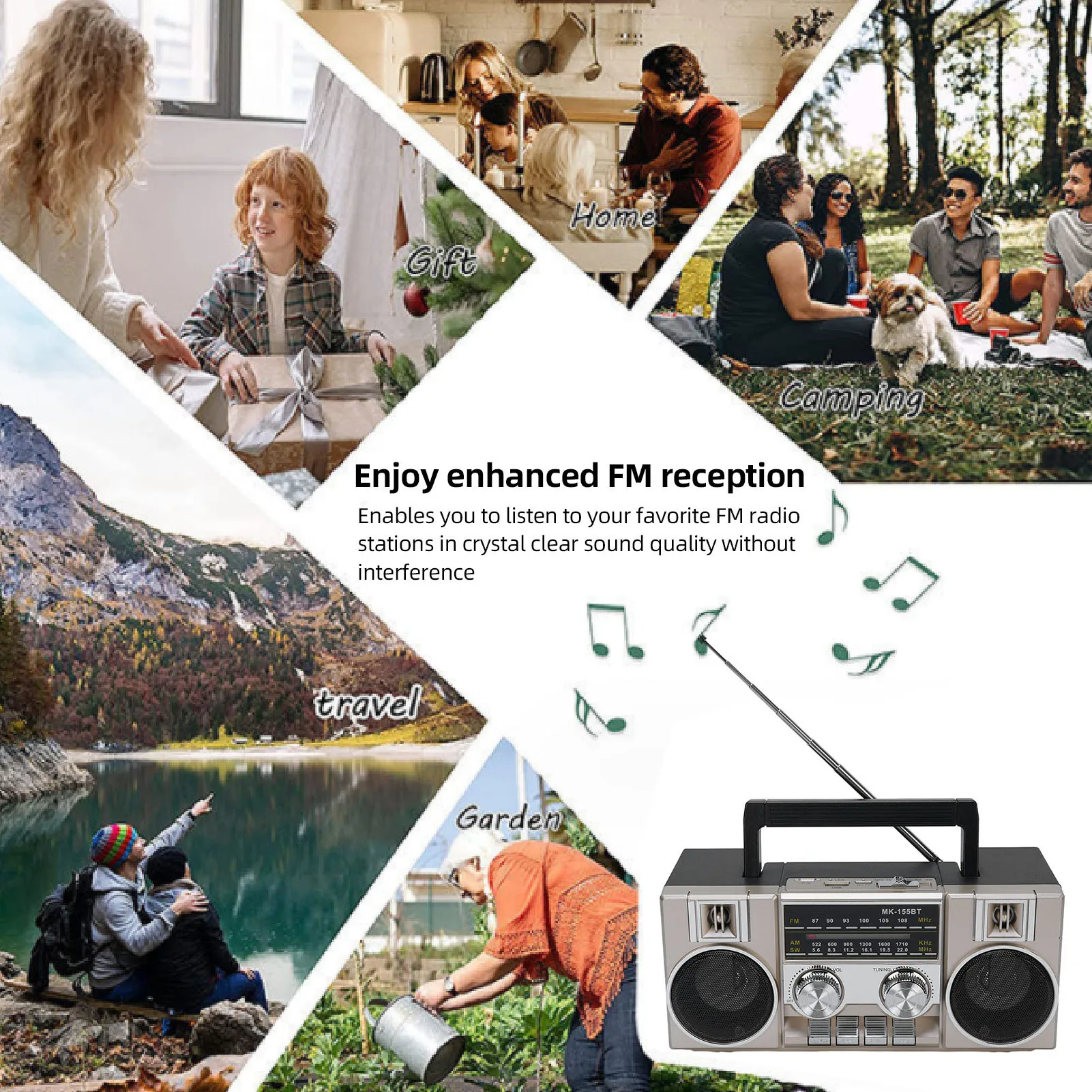 المحمولة الرجعية AM/FM/SW راديو RGB سمّاعات بلوتوث كامل النطاق واضح ضوء الصوت للاستخدام المنزلي في الهواء الطلق حديقة بارك الحمام