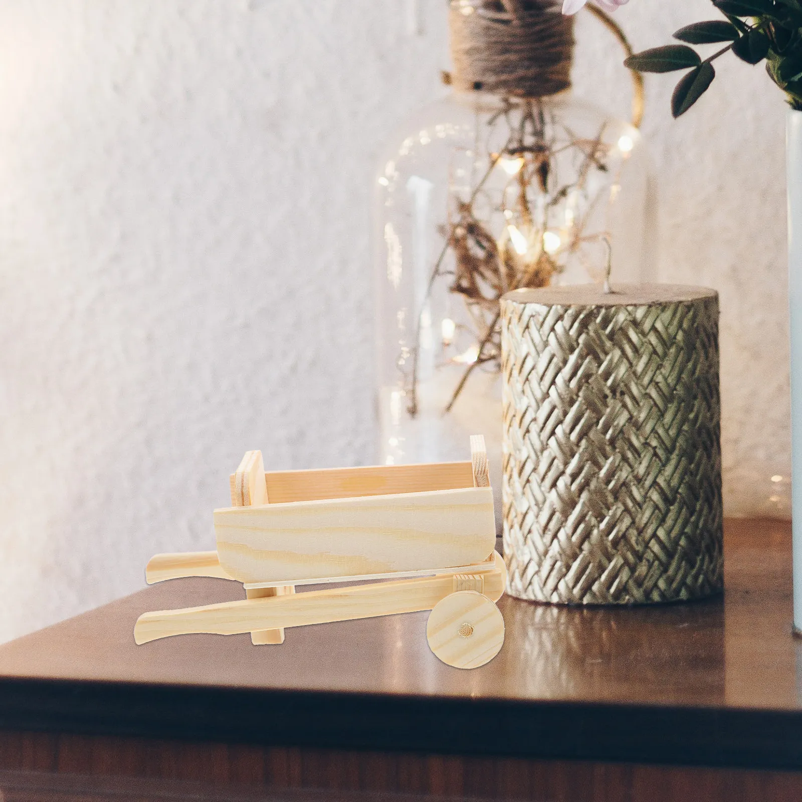 

Miniature Wood Cart Small Blank Unfinished DIY Assembly Mini House Decorative Landscape Adornment House Cart Model