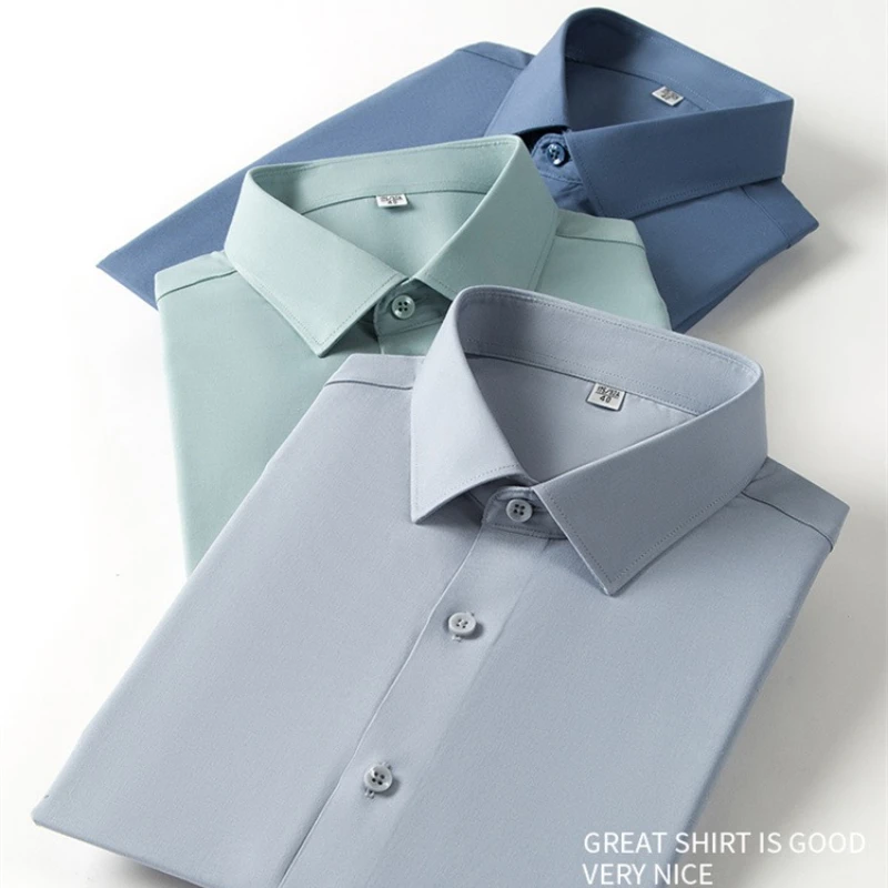 

Mulberry Silk Long-Sleeve Shirt: Lightweight, Smooth & Breathable, Multi-Color Options Men's High-quality Formal Shirt