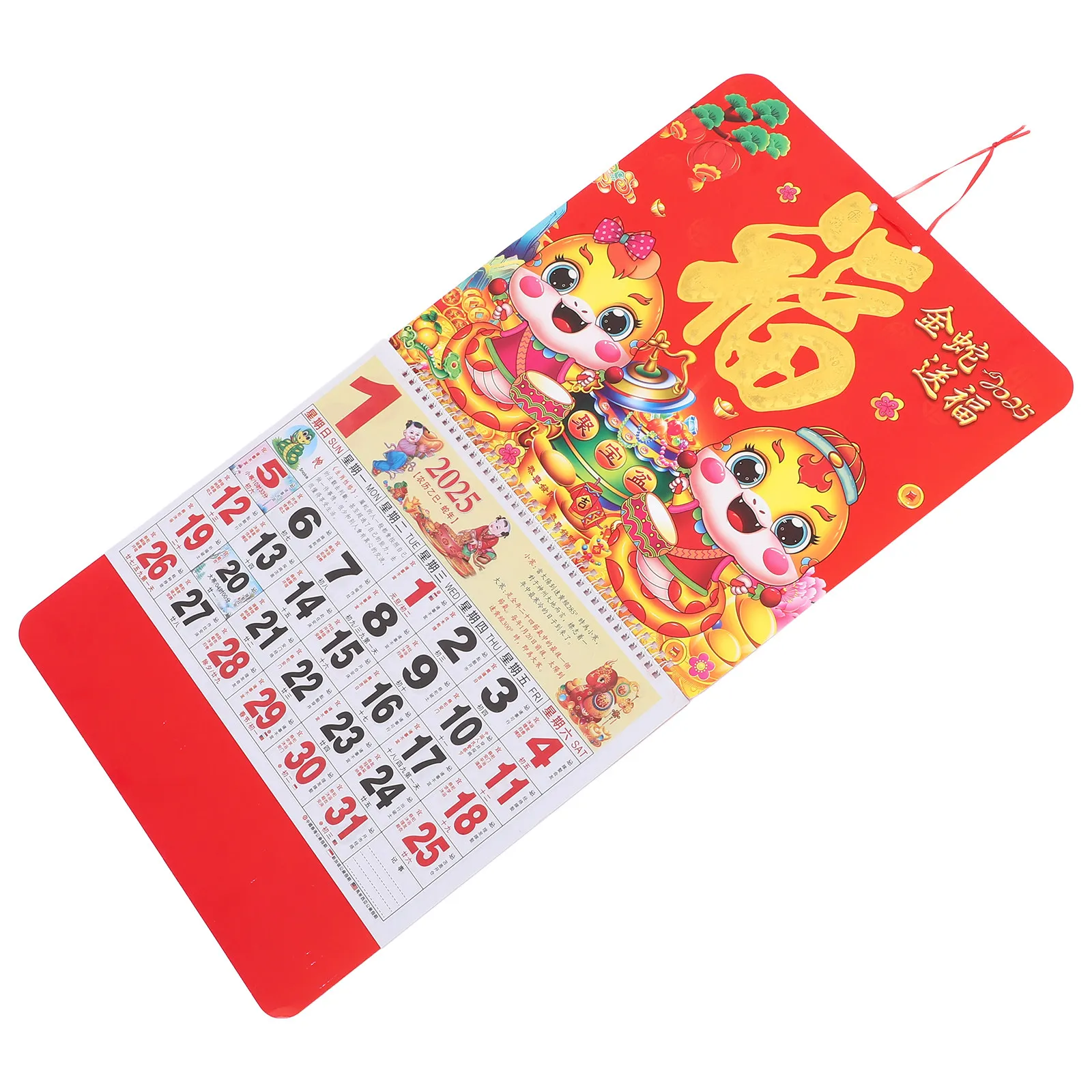

Chinese Wall Calendar 2025 Year of The Snake Lunar New Year Calendar Monthly Planner Tearable Red Paper Feng Shui Hanging Decor