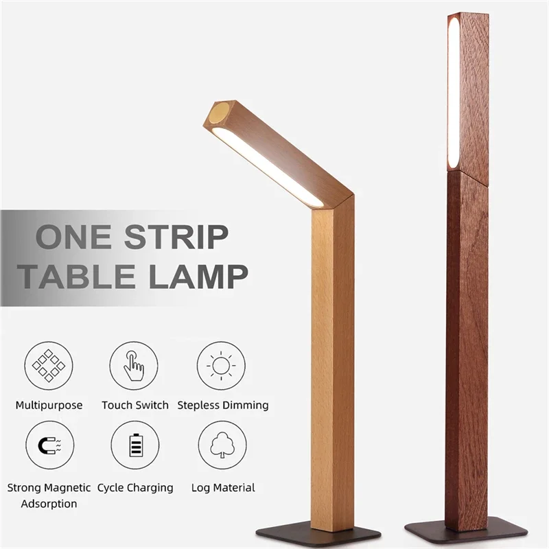 360° Rotatable Beech/ Sapele Wood Lamp Eye Protection Night Light 5000K Natural Light From Different Angles