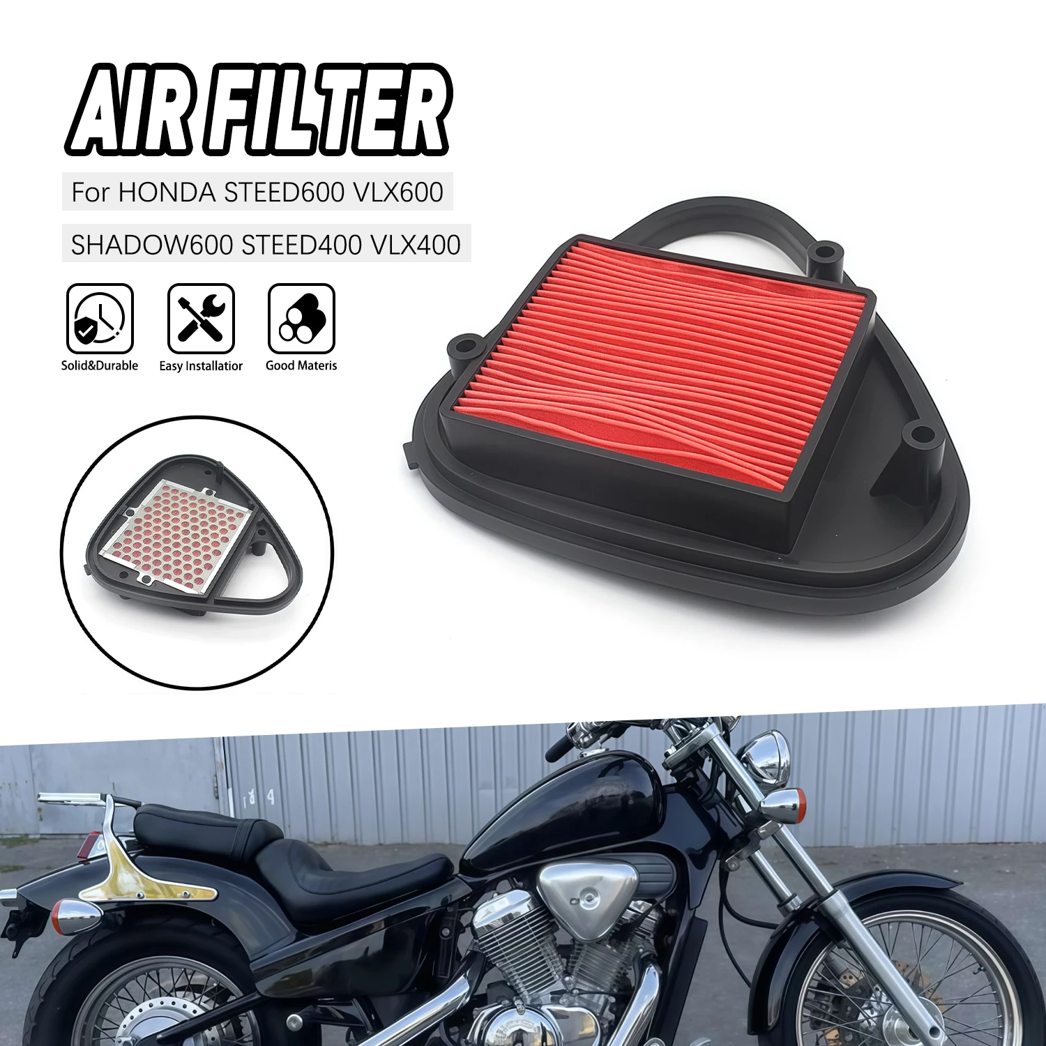 

Motorcycle Accessories Replacement Air Filter Intake Cleaner Motorbike For HONDA STEED600 VLX600 SHADOW600 STEED400 VLX400