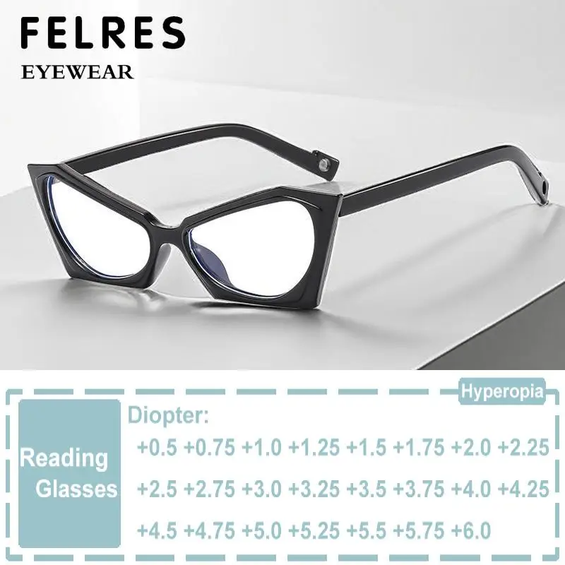 

Punk Cat Eye Eyeglasses Frames Women Polygon Transparent Fashion Eyewear Anti Blue Light Reading Glasses Presbyopia Eyeglasses