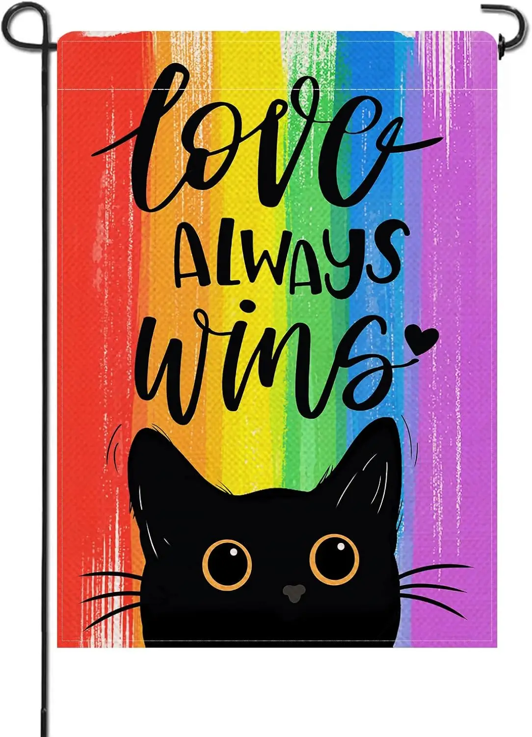 Artofy Gay Pride Love Always Wins Rainbow Small Decorative Garden Flag, LGBTQ Black Cat Yard Lawn Outside Pride Month Decor, IIC