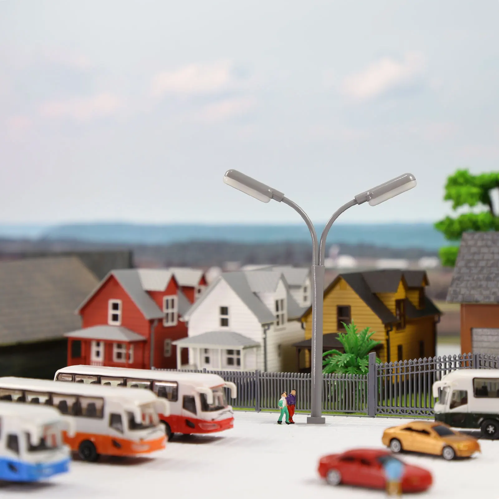 

Evemodel 5pcs Model Trains N Scale 1:160 Two-heads Lamp Street Light Warm White LEDs LD04NWMGr