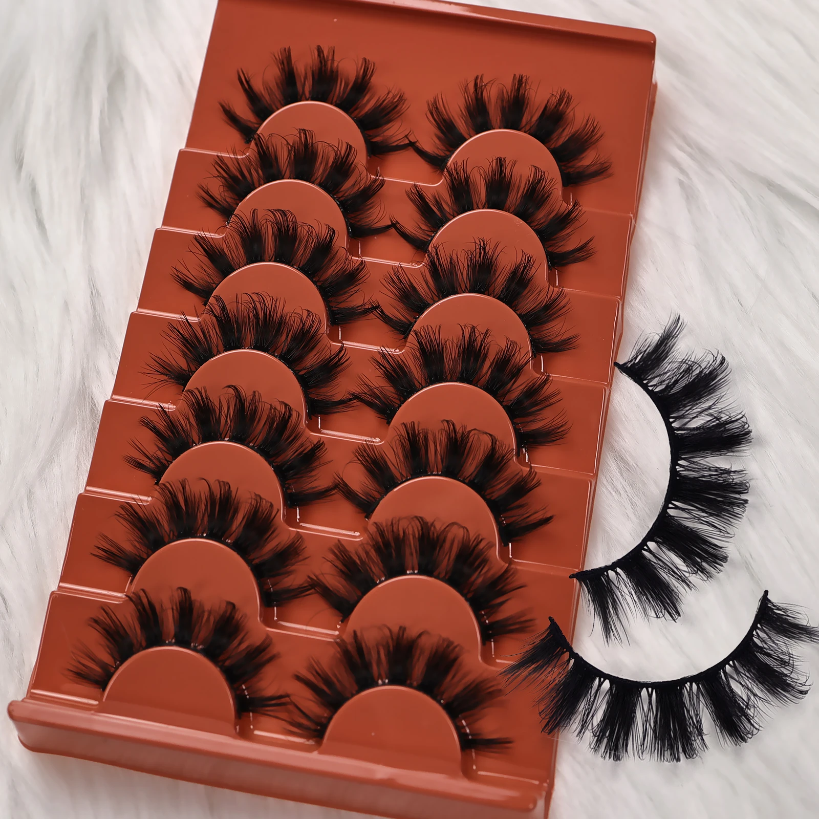 7 أزواج من الرموش الصناعية الفوضوية ثلاثية الأبعاد، من المينك الصناعي الناعم القابل لإعادة الاستخدام، مثالية للحفلات/المكياج الجريء اليومي