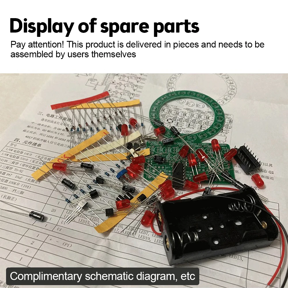 LED Flashing Lights Soldering Practice Board D4017 Water Flowing Led DIY Kit for SMD SMT Welding Practice