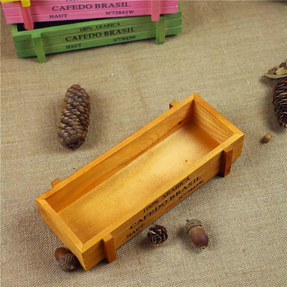 Wooden Succulent Plant Box Gardening Wood Flowerpot Rectangle Vase Vintage Crates Decorative Pots Garden Decoration