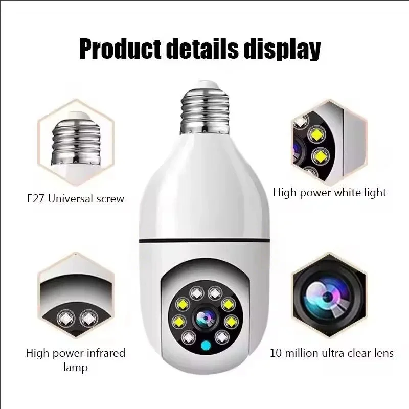 1080P HD E27 Bulb Surveillance Camera Anti-theft Outdoor Indoor Security Monitor Wireless WiFi Camera Night Vision Audio IP Came
