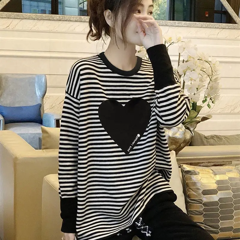 Fashion Printed Spliced All-match Striped Blouse Female Clothing 2023 Spring New Oversized Casual Pullovers Loose Korean Shirt