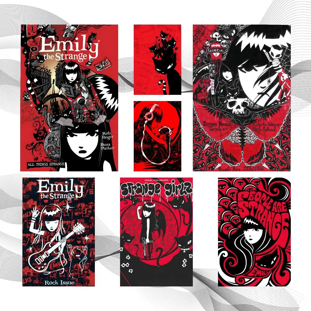 Anime Art E-Emily the Strange Poster Peel And Stick Wall Art Self Adhesive PP Waterproof Wall Decor Living Room Bedroom Gift