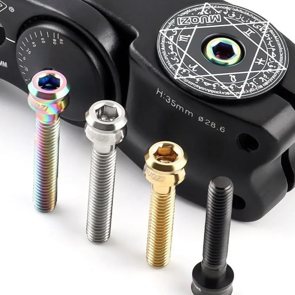 M6x30/35mm Bicycle Stem Top Cap Screw Ultra-light Colorful Bicycle Headset Top Cap Bolt Vacuum Plating Titanium Alloy