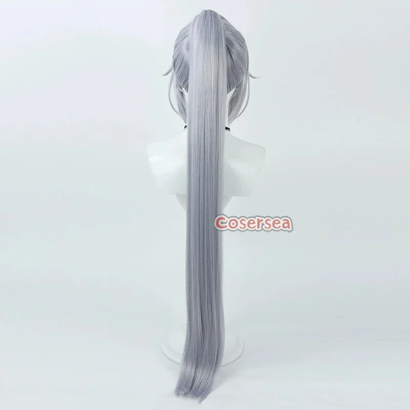 Cosersea エメラルドコスプレウィッグすべての時間エメラルド 100 センチメートルロングストレートシルバーグレーポニーテールかつら人工毛耐熱