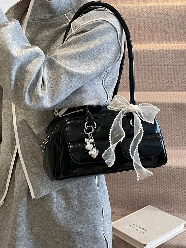 

Сумка для боулинга Sli Boston, сумка-тоут, повседневная простая сумка большого размера из мягкой искусственной кожи, однотонная модная женская сумка