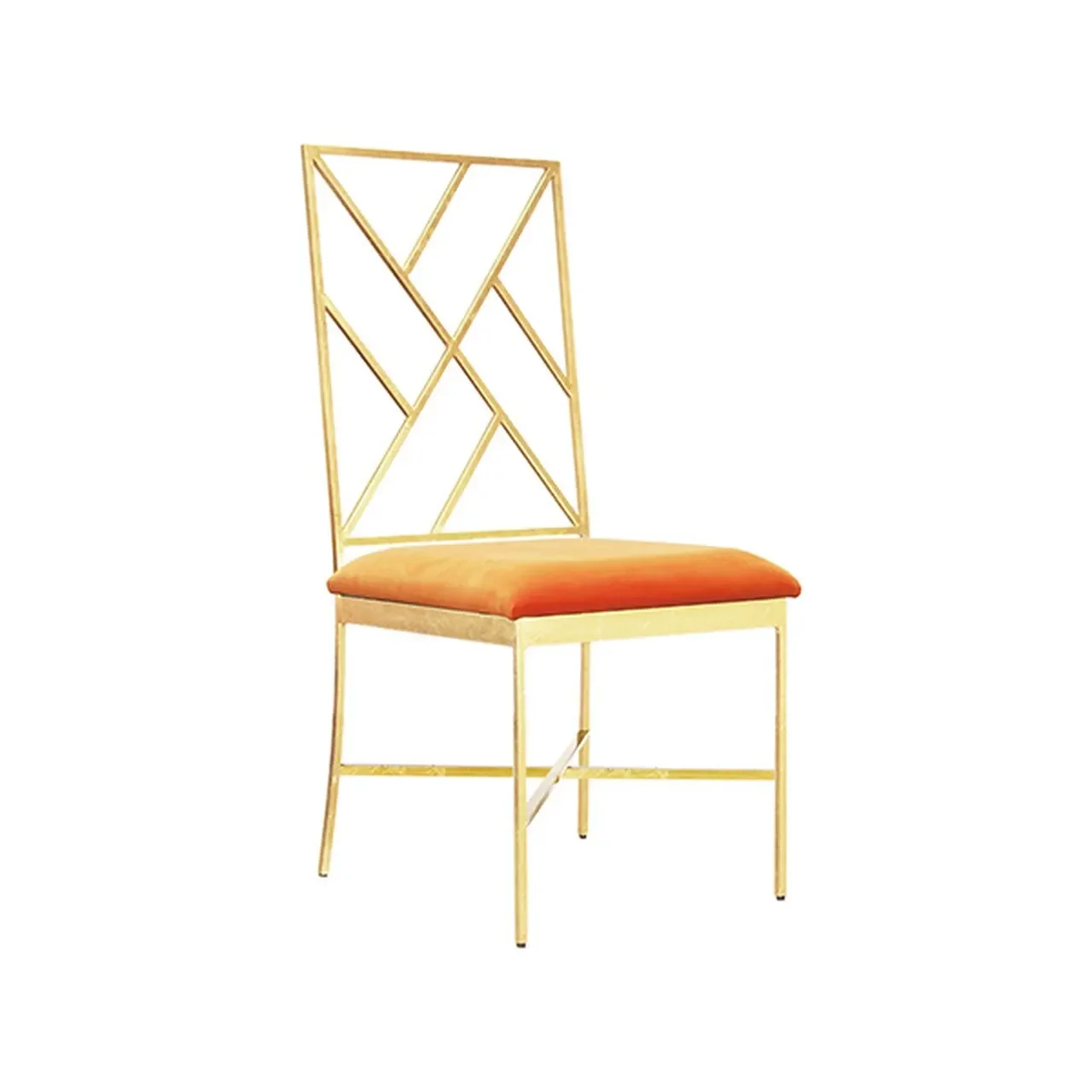 Light luxury new Chinese metal chair fashion creative coffee shop gold and silver foil dining chair