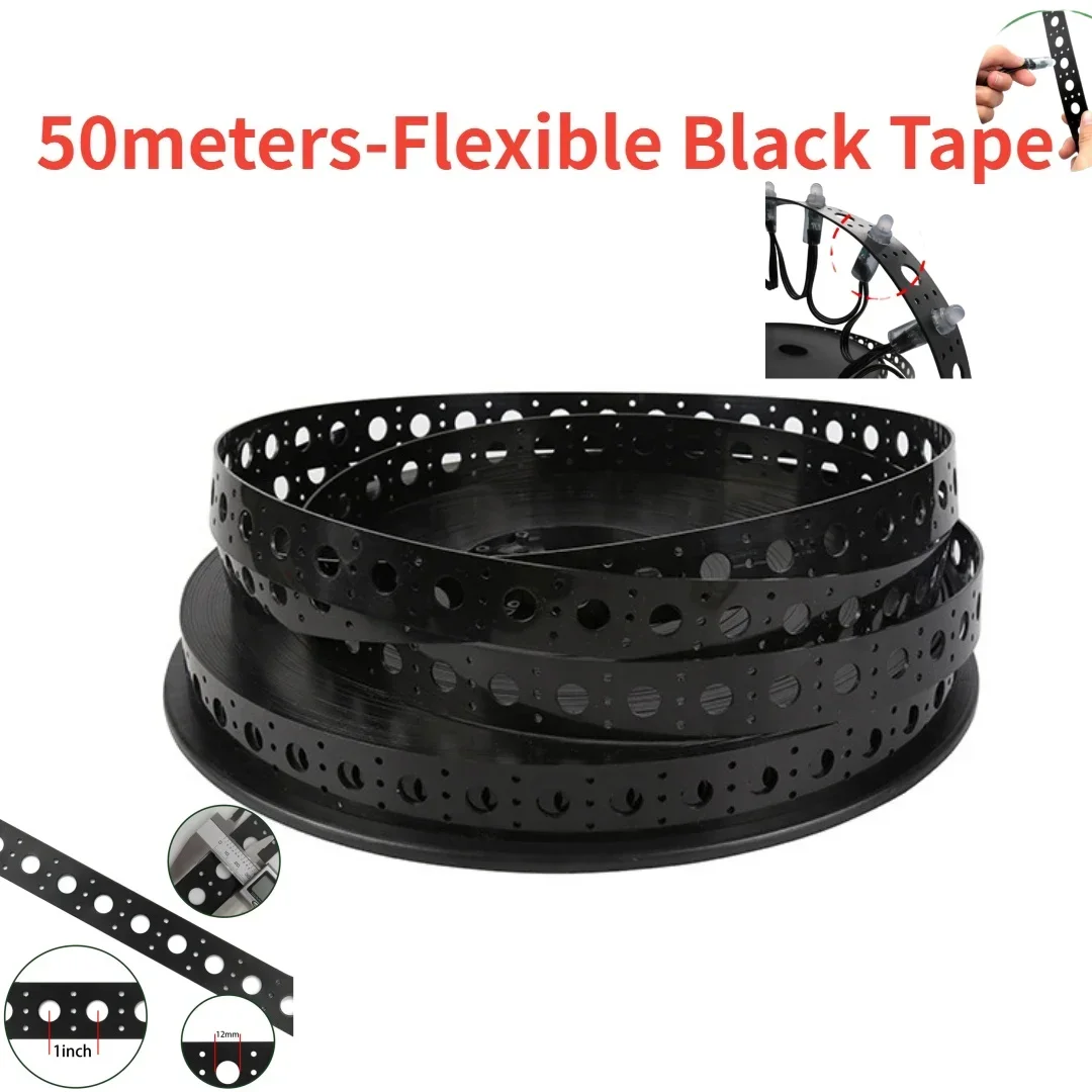 50m/Roll DIY Design Band Flexible Black Tape Build Christmas Tree Mount Strip Belt Rope for 12mm LED Pixel String Module Lights