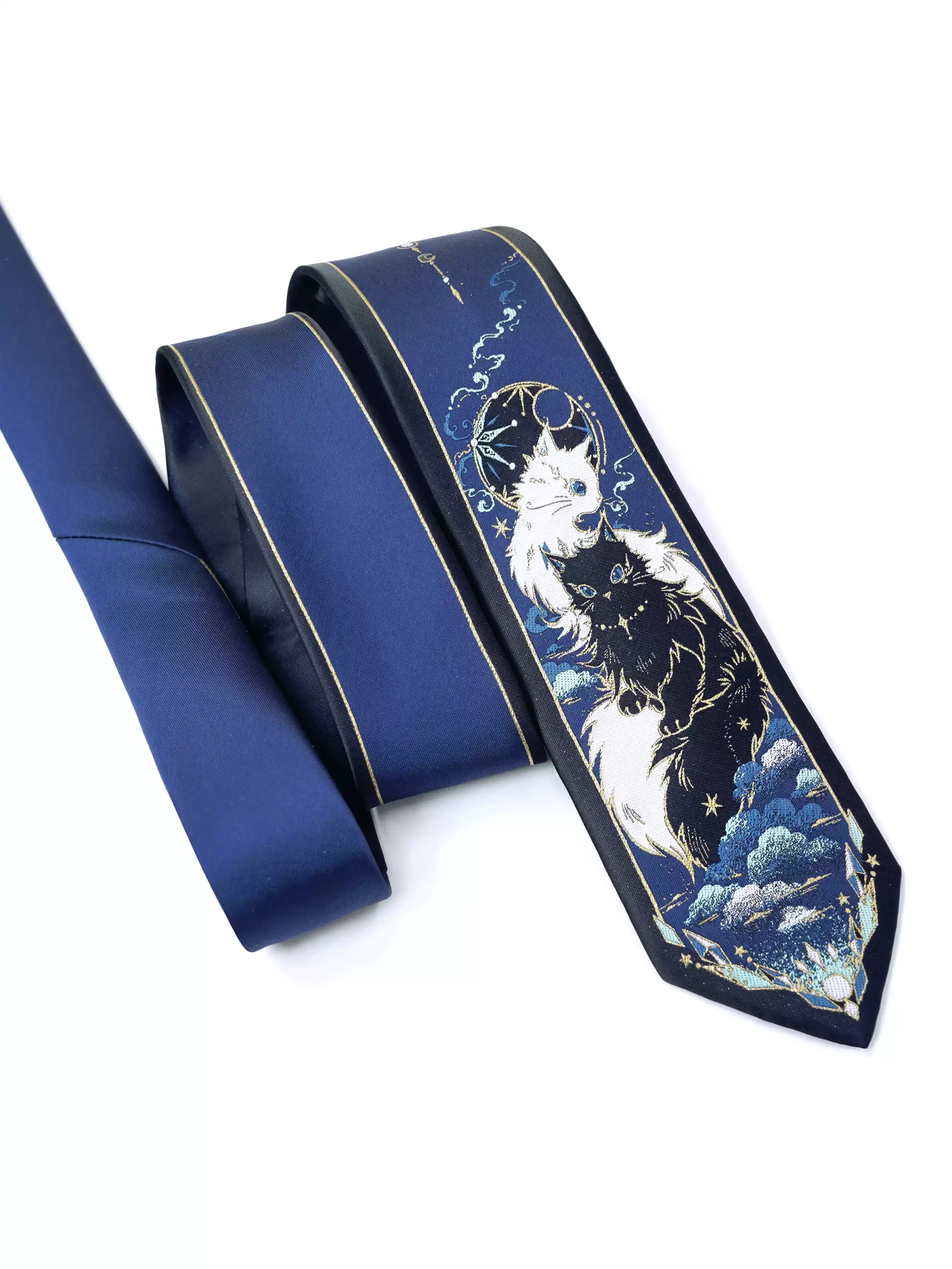 

Оригинальный дизайн JKDK, связанный вручную, синий, черный, белый, с котом, унисекс, галстук на шею, модные аксессуары для одежды высокого качества