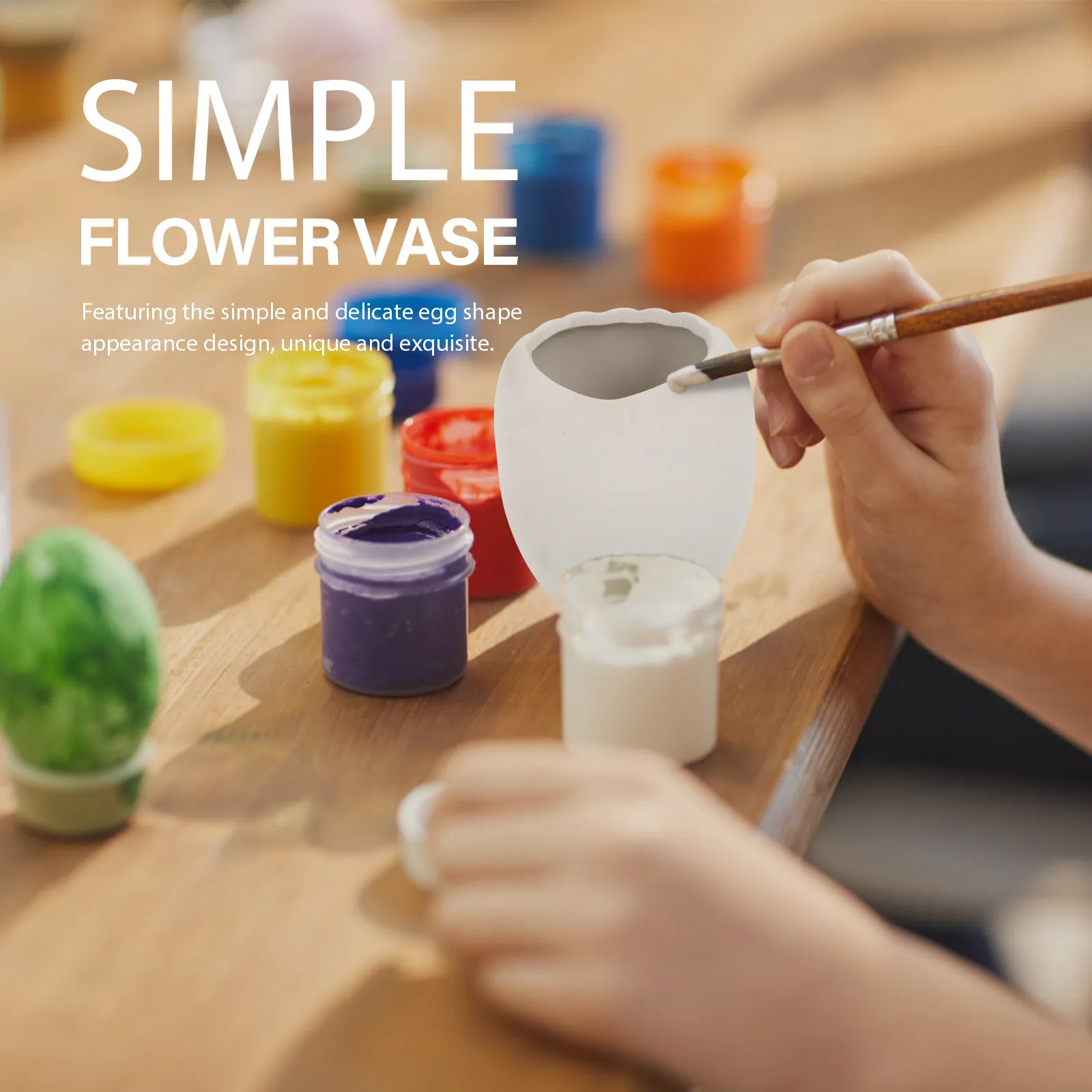 

1Set Blank Ceramic Egg Shape Flower Pot DIY Painting Material Hand Painted Vase for Home Office Garden Decoration