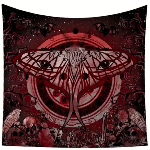 गॉथिक खोपड़ी और चमगादड़ टेपेस्ट्री दीवार पर टांगने योग्य, बेडरूम, लिविंग रूम, छात्रावास की सजावट के लिए उपयुक्त 8 best sales खोपड़ी टेपेस्ट्री - №2