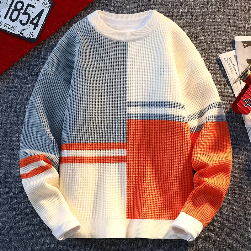 

Новый осенне-зимний свитер в стиле Харадзюку с высоким воротником, мужские рождественские свитера высшего качества, толстый теплый красивый пуловер для мужчин