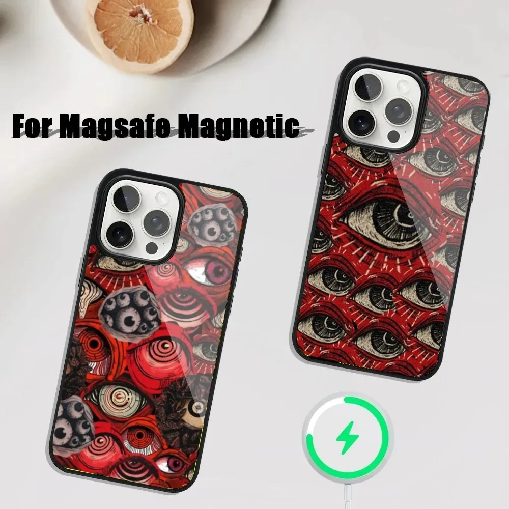 Scary Red Evil Demon Eyes Phone Case For iPhone 16,15,14,13,12,11,Plus,Pro,Max Mini Magsafe Magnetic Wireless Charging