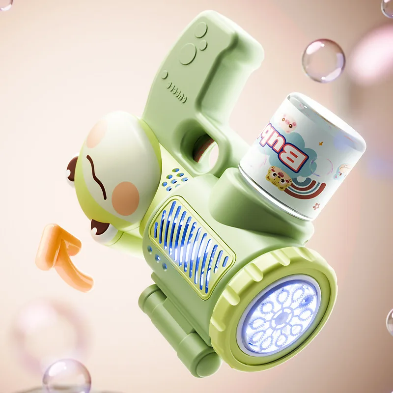 مسدس فقاعات كهربائي للفتيان والفتيات ، آلة فقاعات لعبة كرتون ، منفاخ صابون أوتوماتيكي بضوء ، لعبة خارجية ، هدية