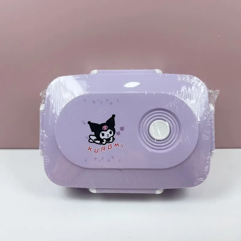 Sanrio Cute Plastic Lunch Box Large-Capacity Portable Cartoon Hello Kitty Cinnamoroll Kuromi Bento Box Microwaveable Tableware