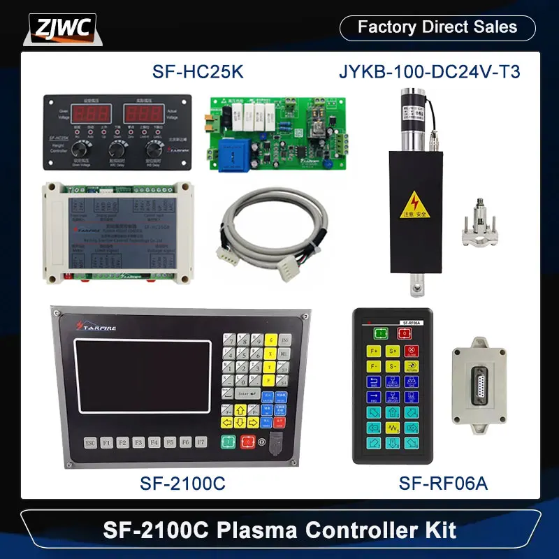 

CNC Plasma SF-2100C+SF-HC25K Torch Height Controller+SF-RF06A+THC Lifter JYKB-100-DC24V-T3+Wireless Remote Control RF06A 25K