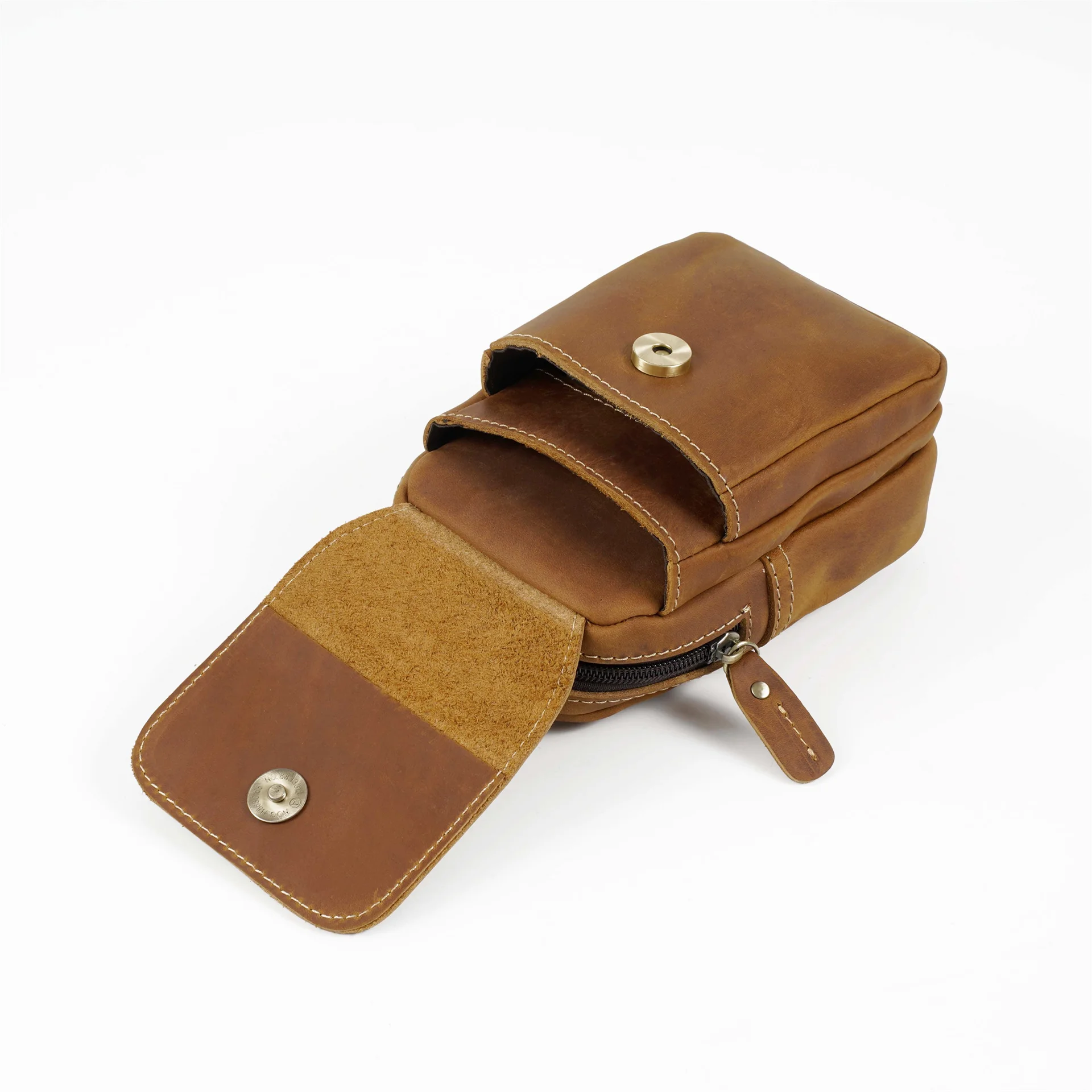 AIGUONIU  Mens Womens Unisex Genuine Leather Fanny Waist Hip Bum Hook Belt Hang Bag Pack