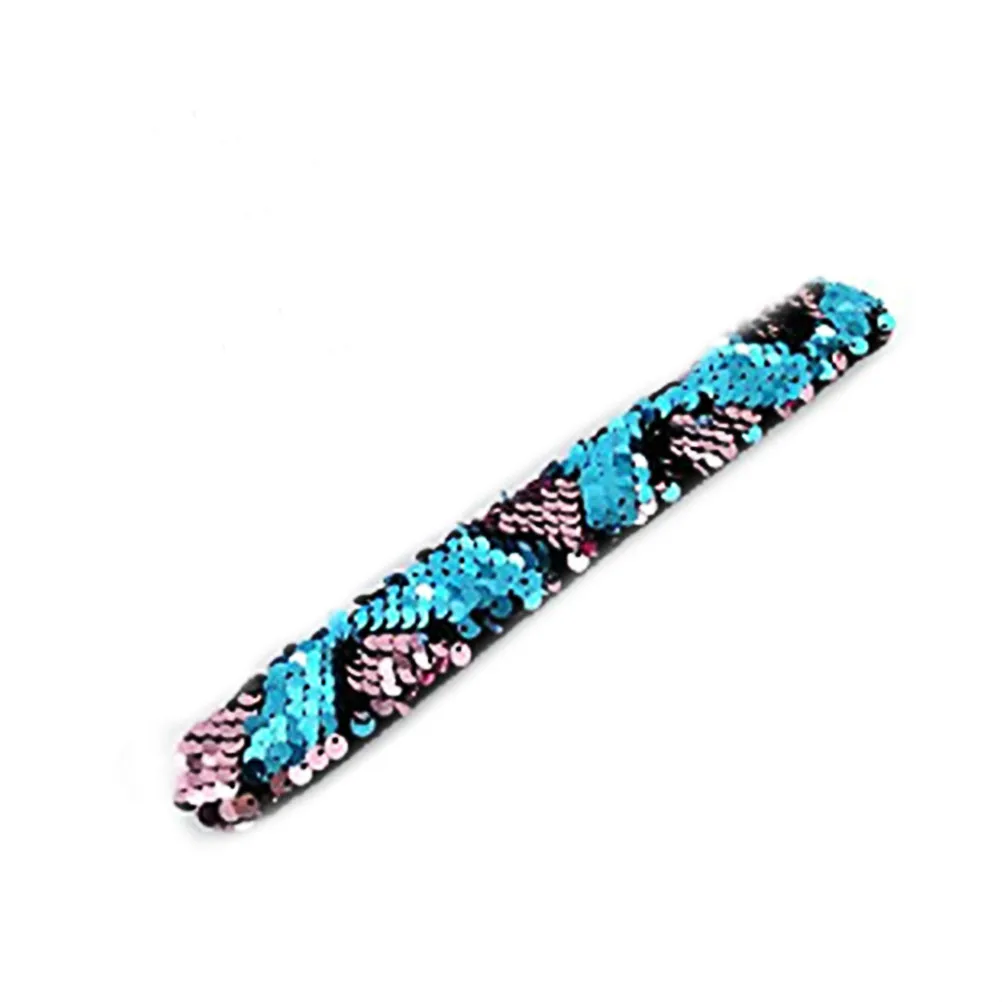 

Double Colors Sequin Slap Bracelets Comfortable Fit All Ages Party Wrist Accessory Festive Kids Gift Rose Red Silver