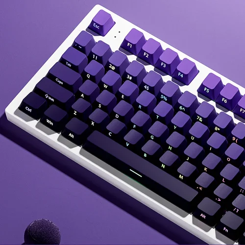 Imagen 2 del producto Nuevo perfil OEM impreso lateral RGB retroiluminado Keycap 135 teclas gradiente púrpura doble disparo PBT Keycaps para teclado de interruptores Gateron MX