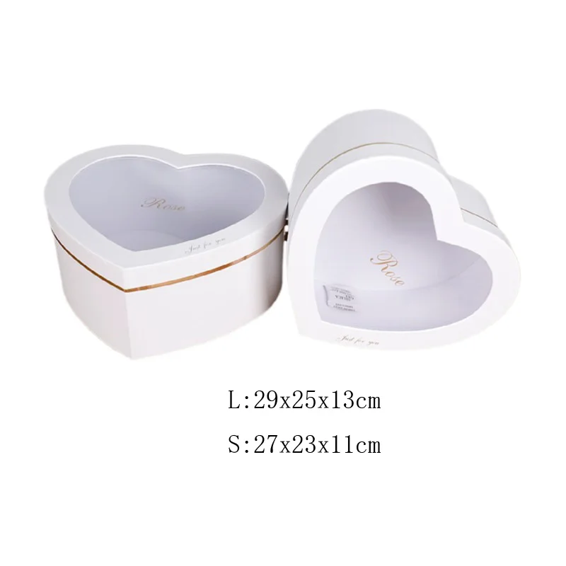

2-Size Heart-Shaped Gift Box Set w/ PVC Window - Nesting Flower Chocolate Jewelry Packing for Valentines Birthday (Florist Use)