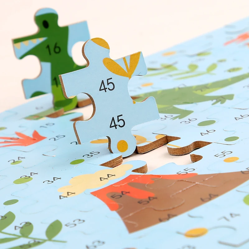 100 ชิ้นจิ๊กซอว์ไม้สําหรับเด็ก - การ์ตูนสัตว์ยานพาหนะธีม Early การศึกษาเกมเด็กของขวัญของเล่น