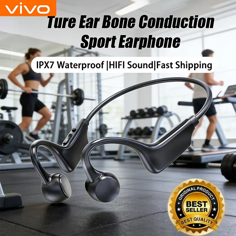 

VIVO Hot Real Bone Conduction Sport Headphone Wireless Earphone Bluetooth-Compatible Headset Hands-free with Mic for Running