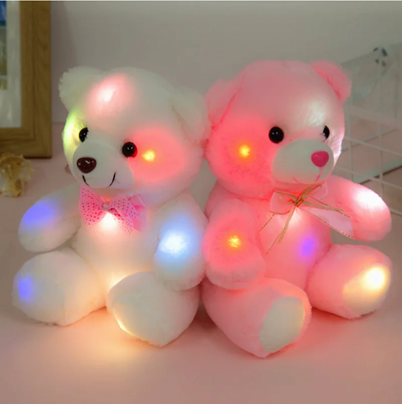 New recording colourful glowing bear plush toy teddy bear plush doll holiday gift