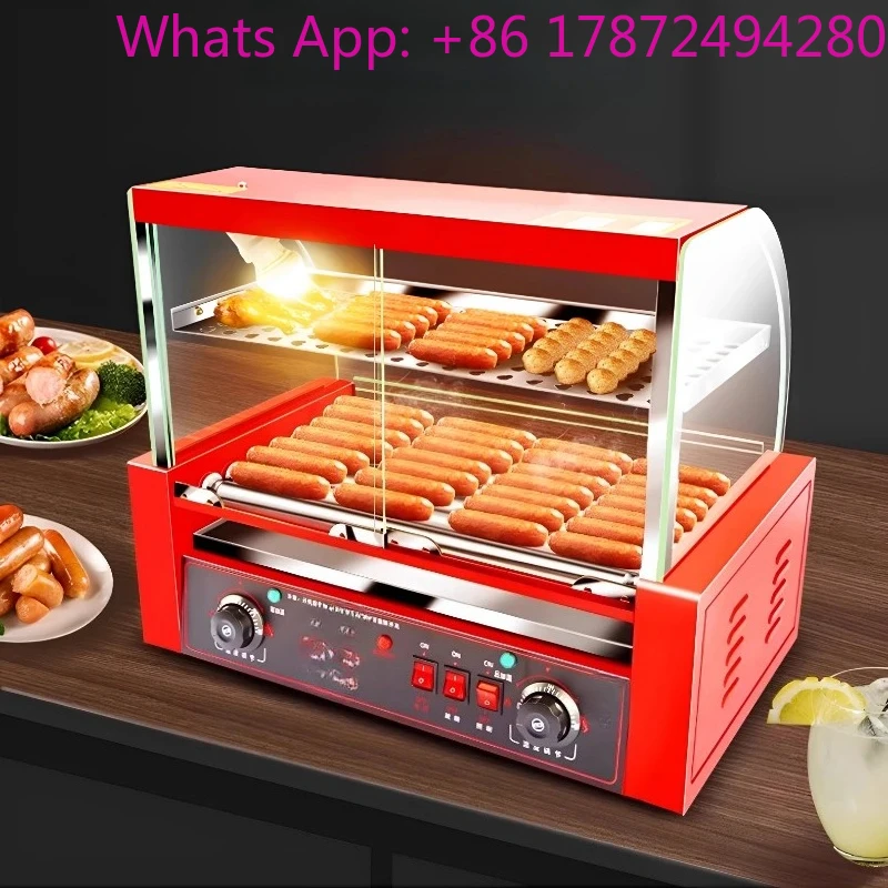 Commercial 7-tube sausage grill machine 1050W dual temperature control fully automatic hot dog grill  hot dog machine