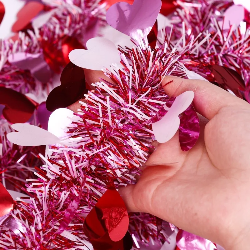 2/20M รูปหัวใจ Tinsel Garland วันวาเลนไทน์ตกแต่ง Garland Xmas Tree แขวน Garland หน้าแรกงานแต่งงานตกแต่ง