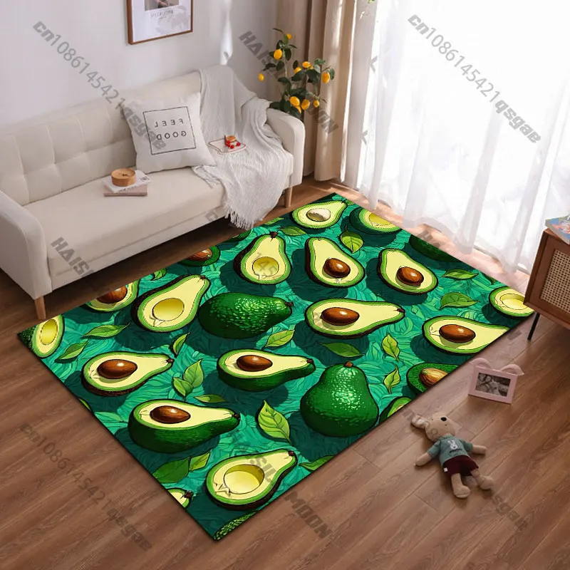 Avocado-Halbblätter, grüner Teppich, Yoga, Wohnzimmer, Raumdekoration, Krabbelmatte für Kinder, Fußmatte, Teppich, Spielmatte